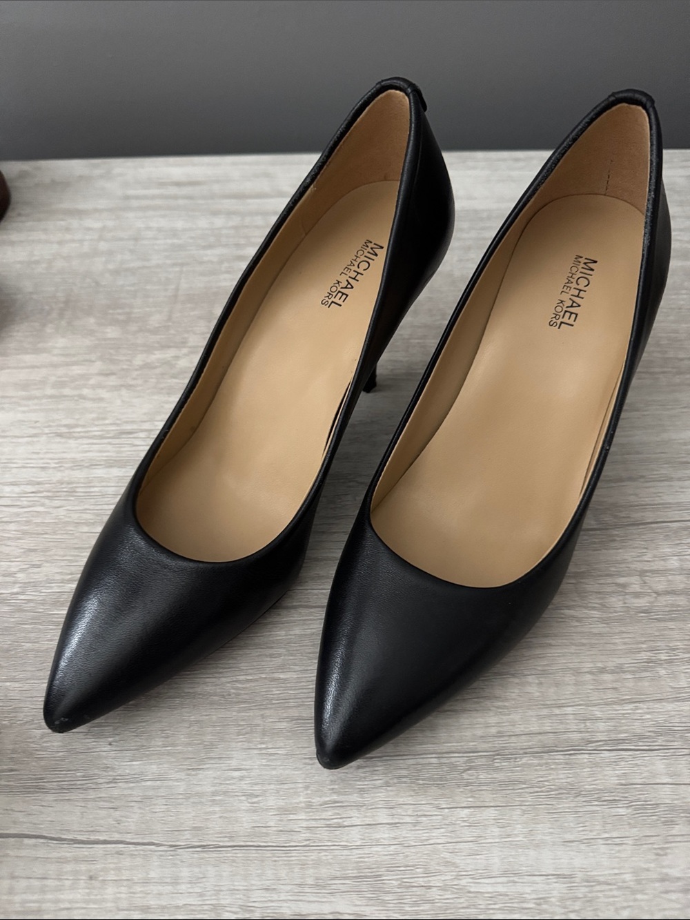 Michael Kors Black Pointed-Toe Leather Pumps